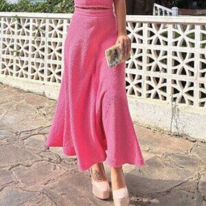 RARE NWT Zara Pink Maxi Skirt Size XL Textured High Waisted Bloggers Favorite